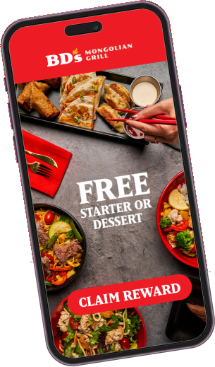 The BD's app showing a free starter or dessert reward